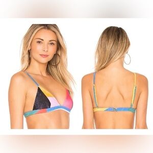 NEW Mara Hoffman Astrid Triangle Bikini Top Blue‎ Multi Swim Beach Vacation Sz M